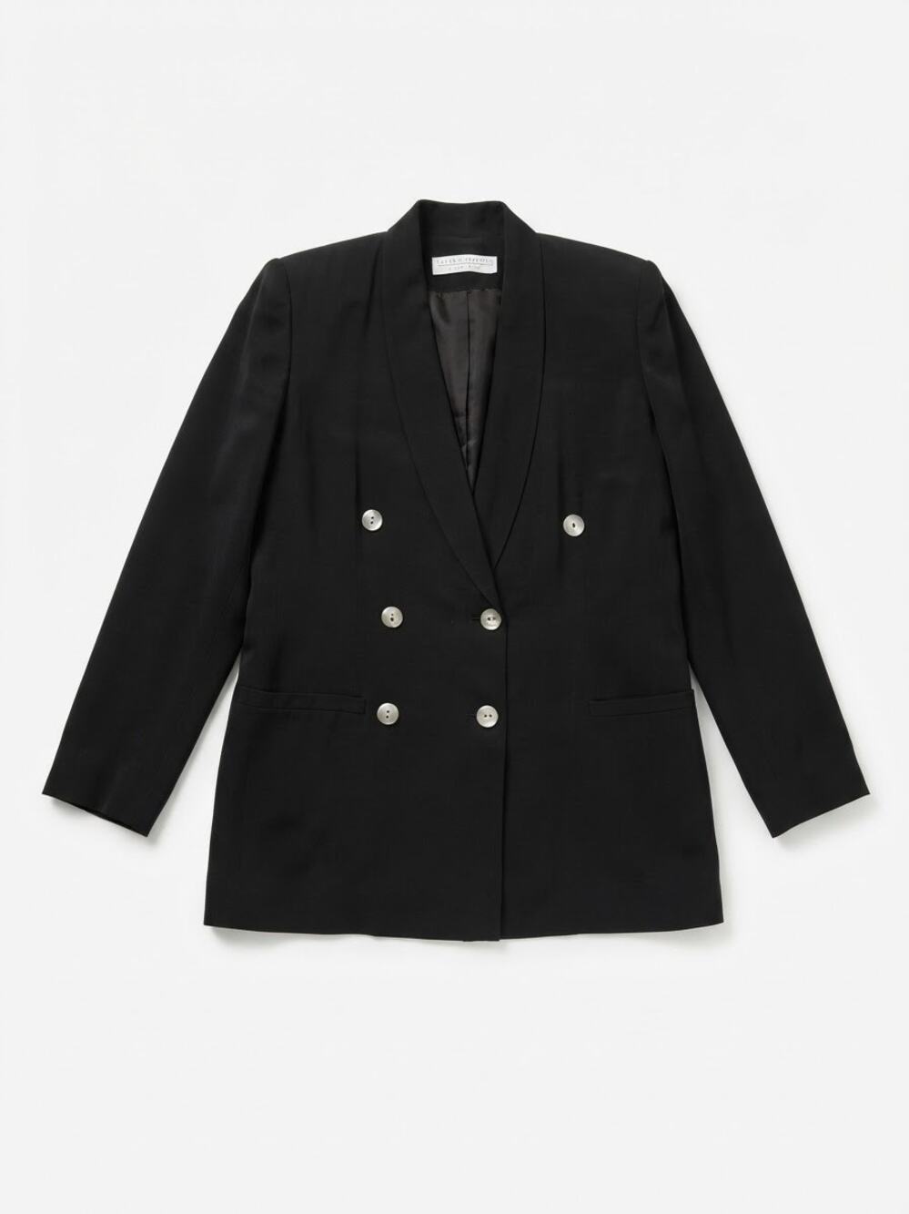 Valerie Stevens Blazer Womens 8 Black Pure Silk Double Breasted Jacket Office